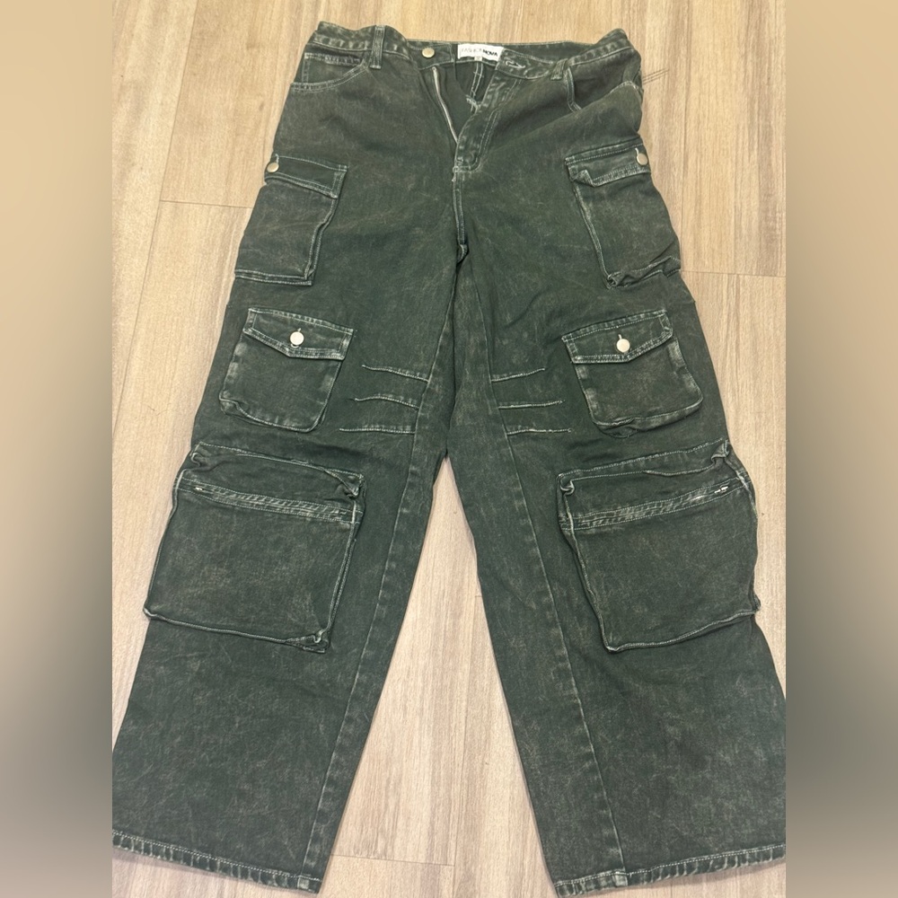 Fashion Nova Dark Blue/Green Cargo Pants